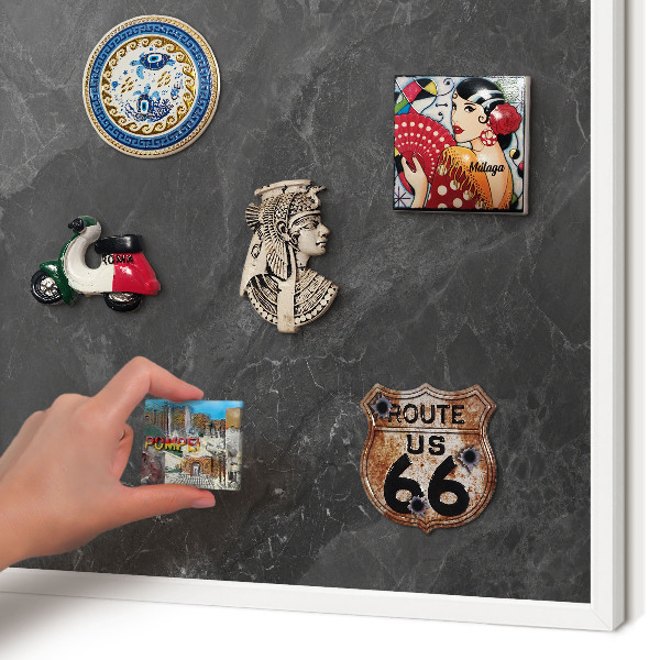Magnetisch bord van metaal in een witte lijst Grijze elegantie