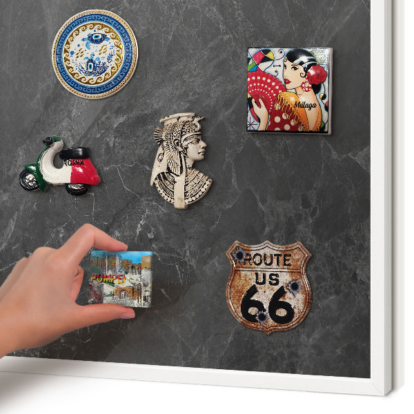 Magnetisch bord van metaal in een witte lijst Grijze elegantie