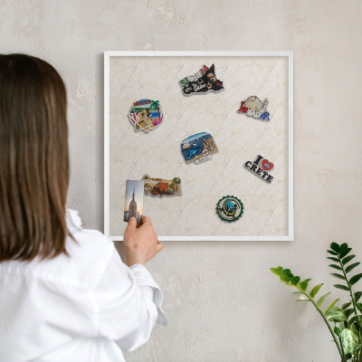 Magnetisch bord voor de muur met witte lijst Marmeren elegantie
