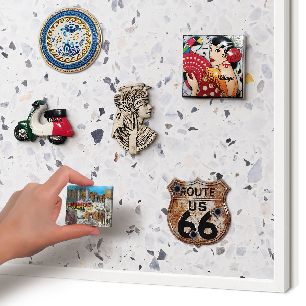 Magnetisch bord voor de muur met witte lijst Terrazzo-stijl