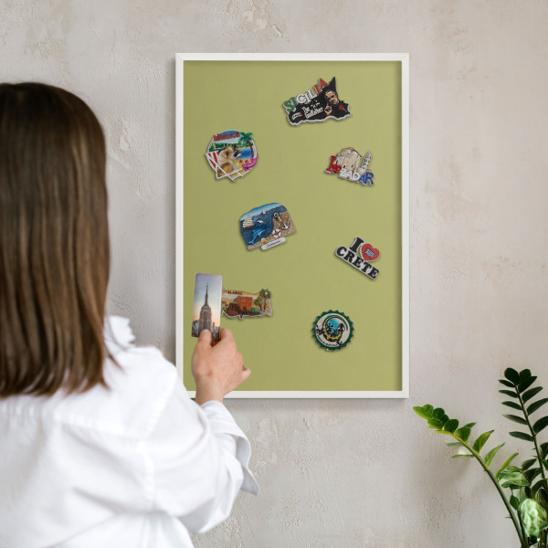 Magnetisch bord voor de muur met witte lijst Groene vintage