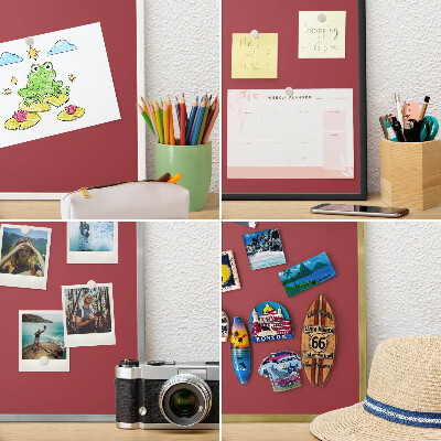 Magnetisch bord van metaal in een witte lijst Bordeauxrode kleur