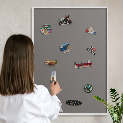 Magnetisch bord voor de muur met witte lijst Donkergrijs