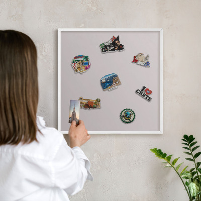 Magnetisch bord voor de muur met witte lijst Asgrijs