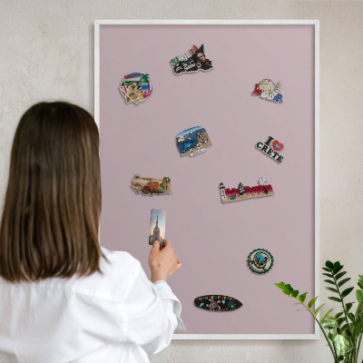 Magnetisch bord voor de muur met witte lijst Pastel lila