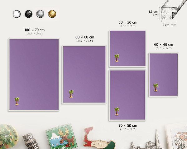 Magnetisch bord voor de muur met witte lijst Violet