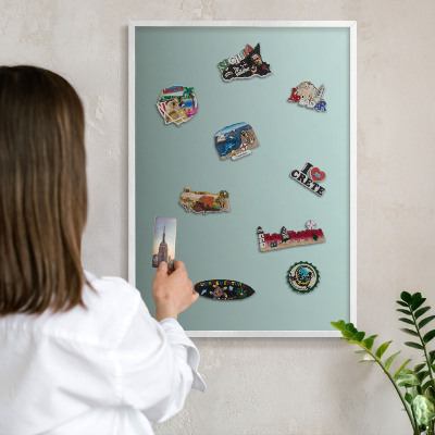 Magnetisch bord voor de muur met witte lijst Turkooizen kleurovergang