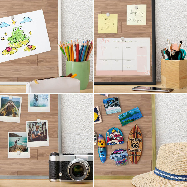 Magnetisch bord van metaal in een witte lijst Houten patroon