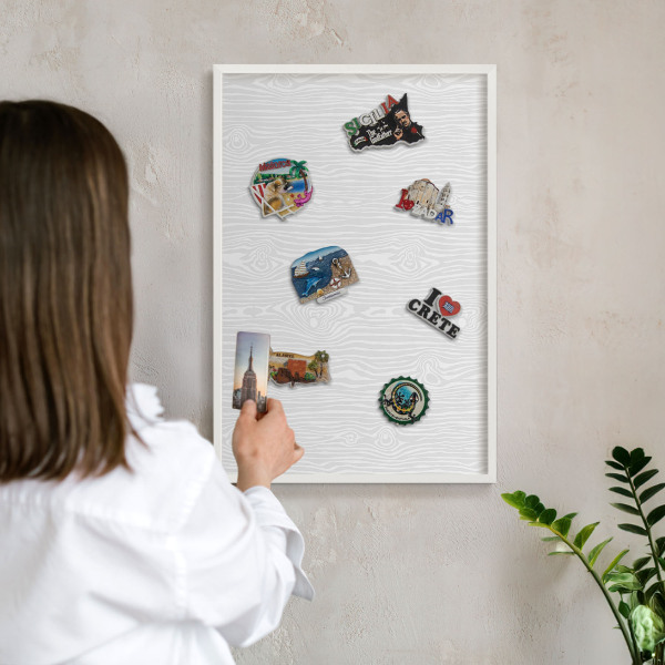 Magnetisch bord voor de muur met witte lijst Houten patroon