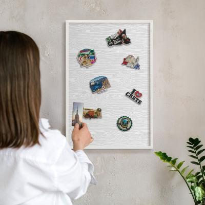 Magnetisch bord voor de muur met witte lijst Houten patroon