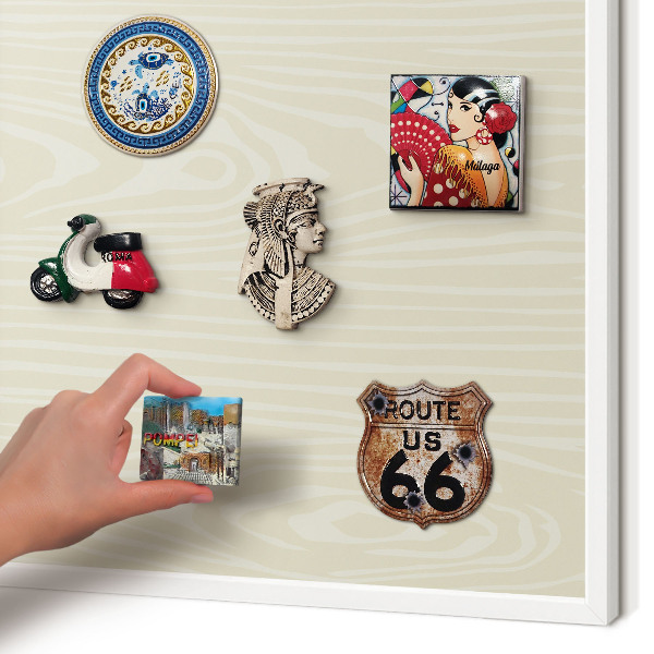 Magnetisch bord voor de muur met witte lijst Beige korrel
