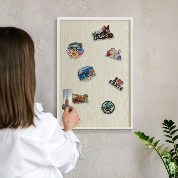 Magnetisch bord voor de muur met witte lijst Beige korrel