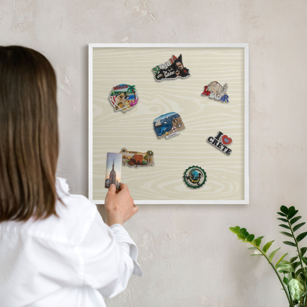 Magnetisch bord voor de muur met witte lijst Beige korrel