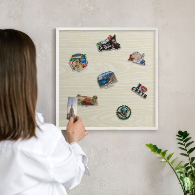 Magnetisch bord voor de muur met witte lijst Beige korrel