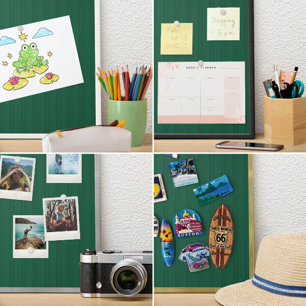 Magnetisch bord voor de muur met witte lijst Groene strepen