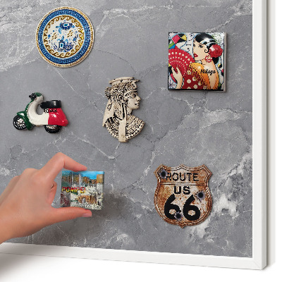Magnetisch bord voor de muur met witte lijst Grijs marmer
