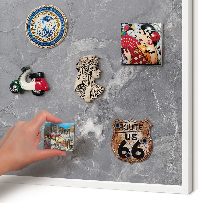 Magnetisch bord voor de muur met witte lijst Grijs marmer