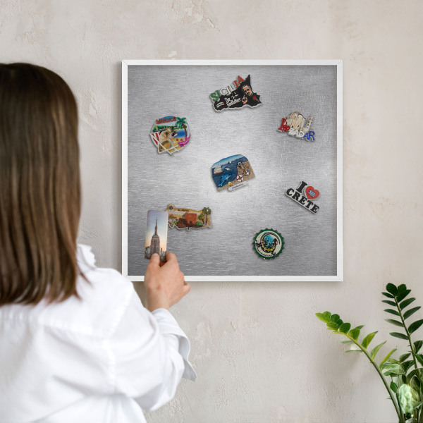 Magnetisch bord voor de muur met witte lijst Metaalachtig oppervlak