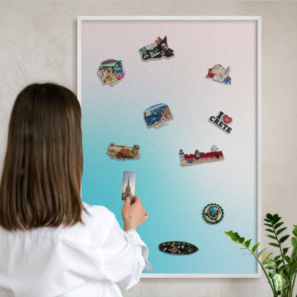 Magnetisch bord voor de muur met witte lijst Pastel abstractie