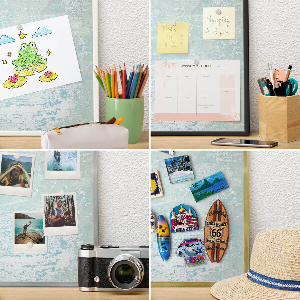 Magnetisch bord voor de muur met witte lijst Pastelkleurige schaafwonden