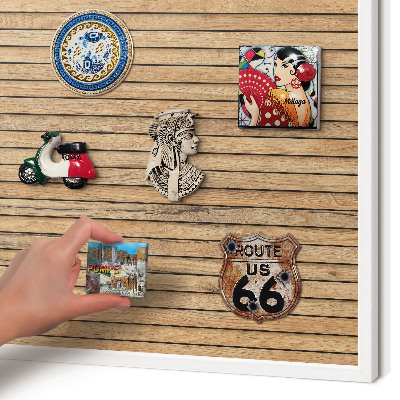 Magnetisch bord voor de muur met witte lijst Houten planken