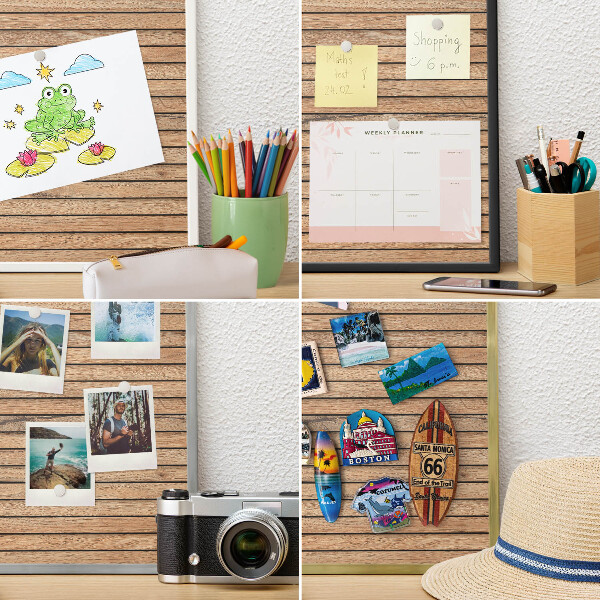 Magnetisch bord voor de muur met witte lijst Houten planken