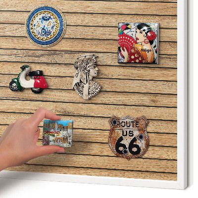 Magnetisch bord voor de muur met witte lijst Houten planken