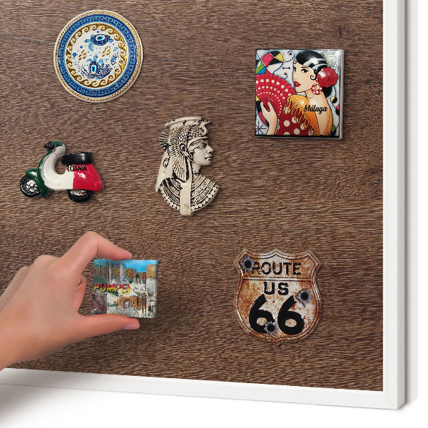 Magnetisch bord voor de muur met witte lijst Bruin hout