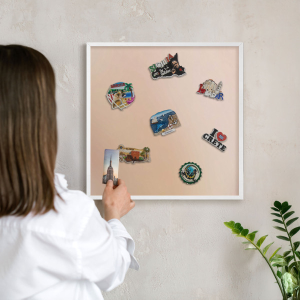Magnetisch bord voor de muur met witte lijst Zachtbeige