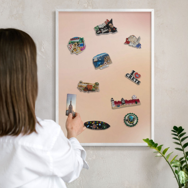 Magnetisch bord voor de muur met witte lijst Zachtbeige