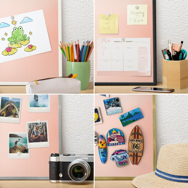 Magnetisch bord voor de muur met witte lijst Pastel Charm