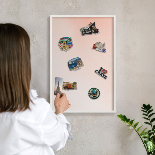 Magnetisch bord voor de muur met witte lijst Pastel Charm