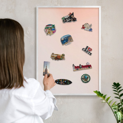 Magnetisch bord voor de muur met witte lijst Pastel Charm