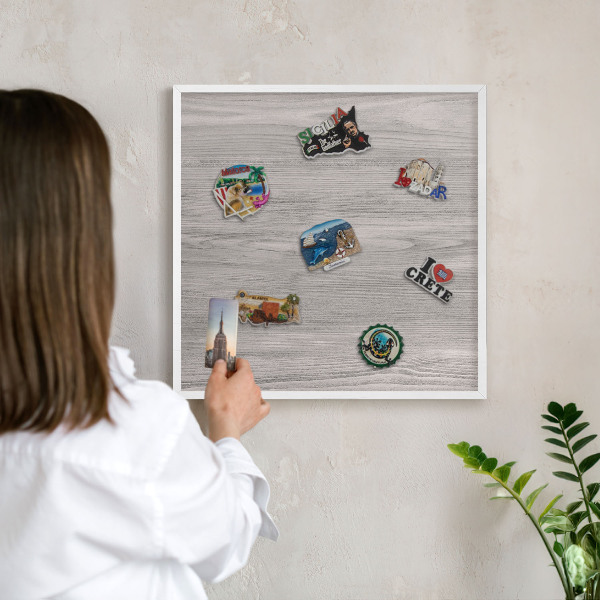 Magnetisch bord voor de muur met witte lijst Houtstructuur