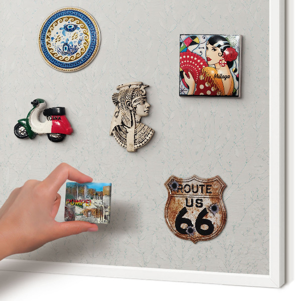 Magnetisch bord van metaal in een witte lijst Plantenpatroon