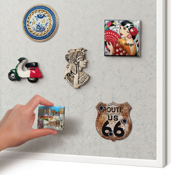 Magnetisch bord van metaal in een witte lijst Plantenpatroon