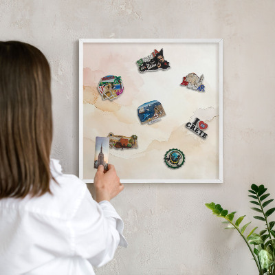 Magnetisch bord voor de muur met witte lijst Pastel vrede