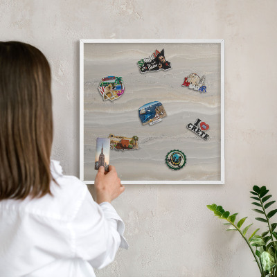 Magnetisch bord voor de muur met witte lijst Marmertextuur