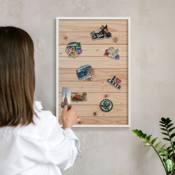 Magnetisch bord voor de muur met witte lijst Houten patroon