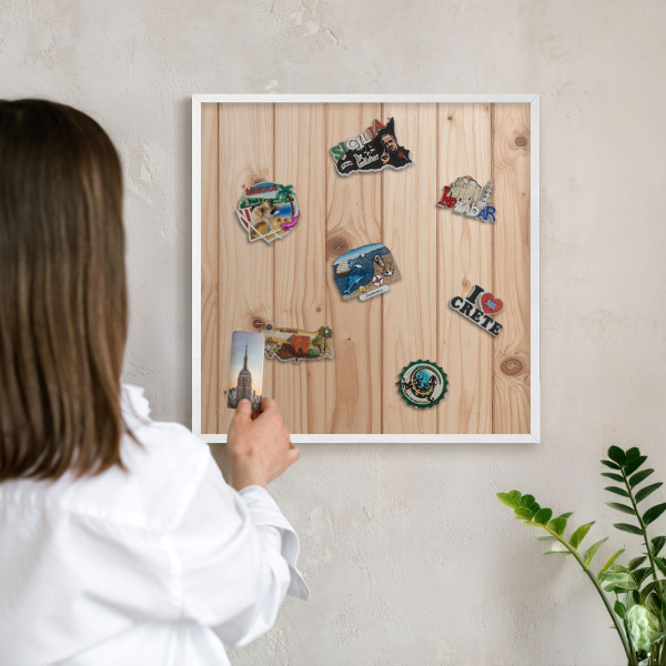 Magnetisch bord voor de muur met witte lijst Houten patroon