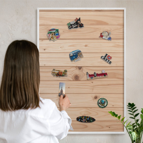Magnetisch bord voor de muur met witte lijst Houten patroon