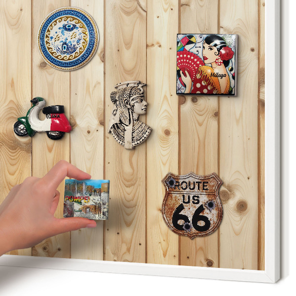 Magnetisch bord voor de muur met witte lijst Houten planken