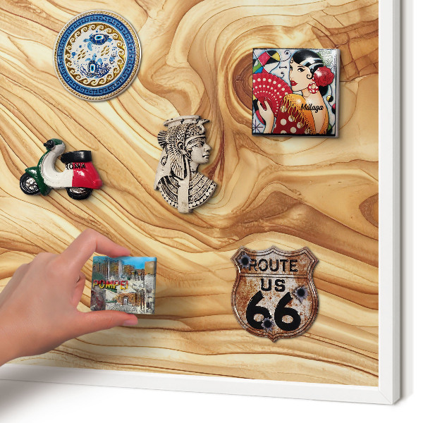 Magnetisch bord voor de muur met witte lijst Houtstructuur