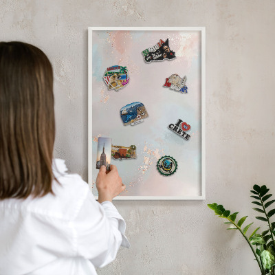 Magnetisch bord voor de muur met witte lijst Pastel harmonie