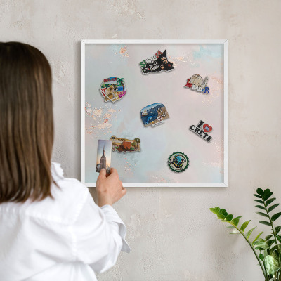Magnetisch bord voor de muur met witte lijst Pastel harmonie
