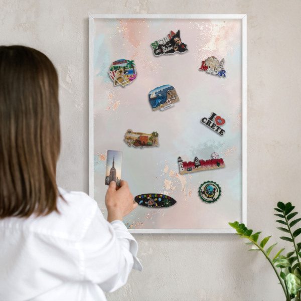 Magnetisch bord voor de muur met witte lijst Pastel harmonie