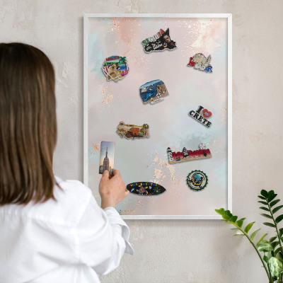 Magnetisch bord voor de muur met witte lijst Pastel harmonie