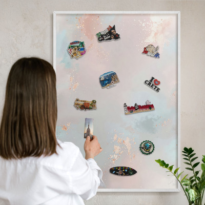 Magnetisch bord voor de muur met witte lijst Pastel harmonie