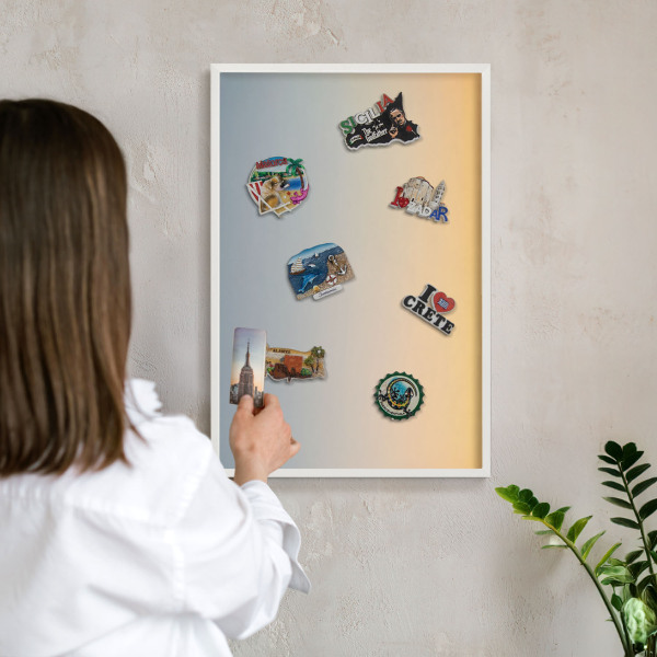 Magnetisch bord voor de muur met witte lijst Pastelkleurige overgang