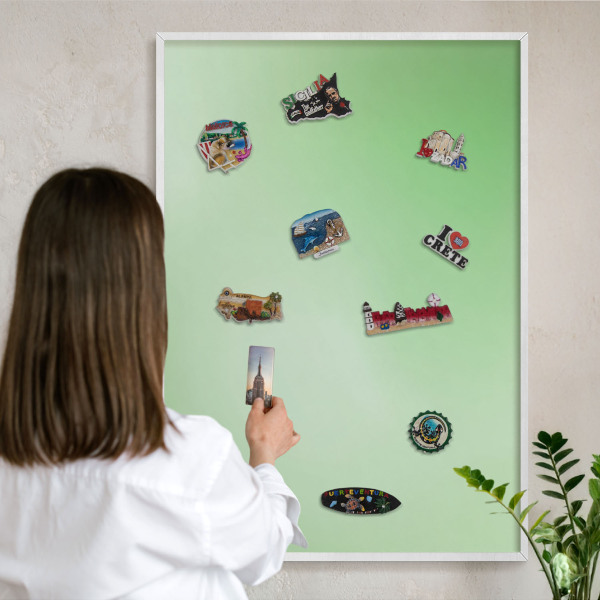 Magnetisch bord van metaal in een witte lijst Groene harmonie